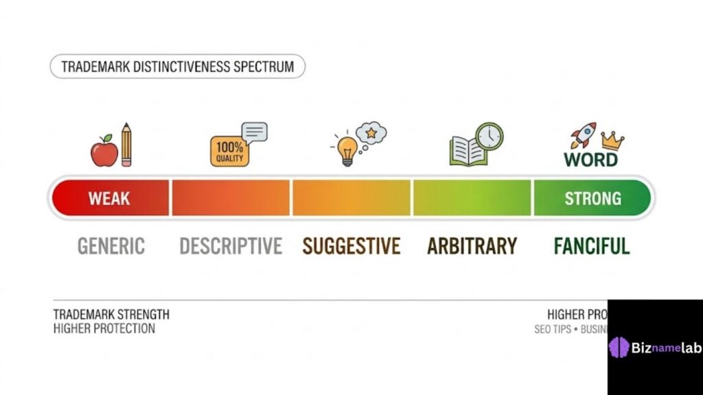  strong vs weak trademark spectrum diagram
