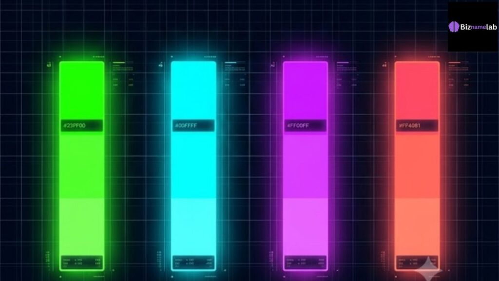 List of trending neon color palettes with HEX codes for Figma and web design