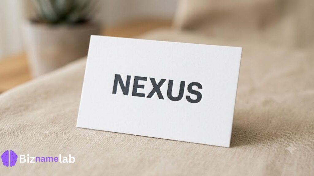 "One word business name ideas displayed on a minimalist logo mockup"
