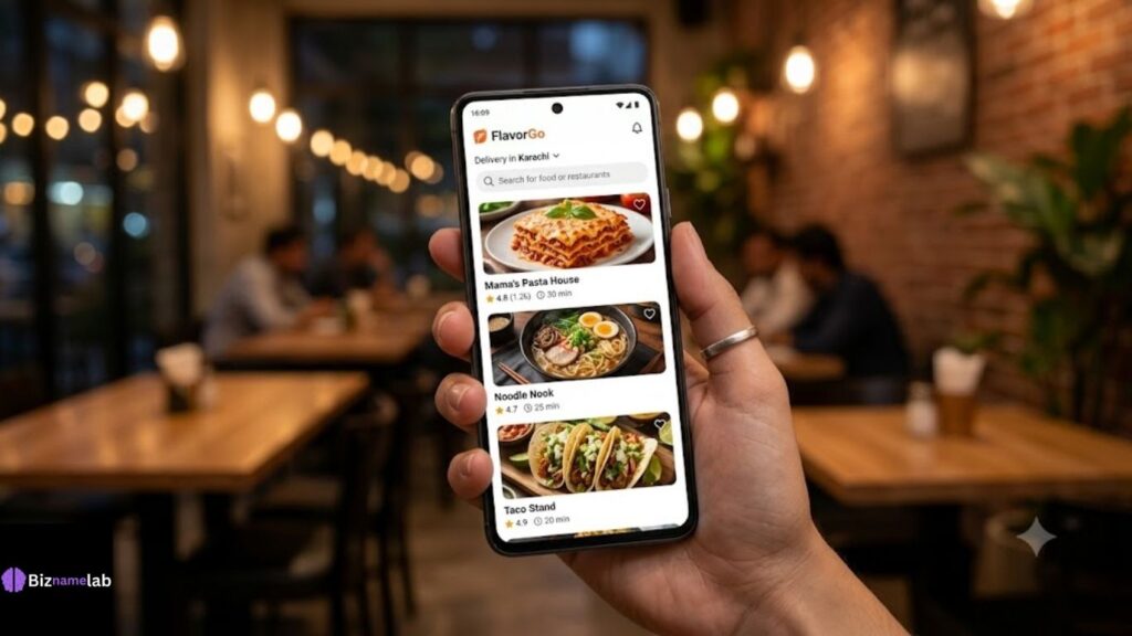 Restaurant name optimized for food delivery app visibility."