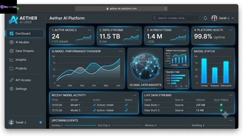 High-tech futuristic SaaS color scheme in electric blue and gunmetal gray for AI platforms