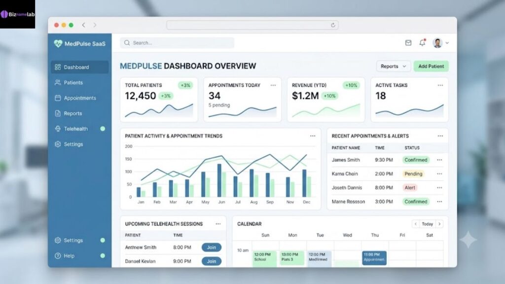 Serene and professional SaaS color palette in steel blue and soft mint for healthcare platforms