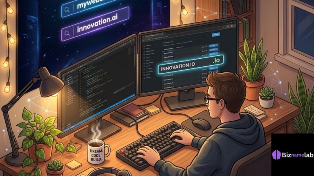Software developer choosing .io domain for tech startup